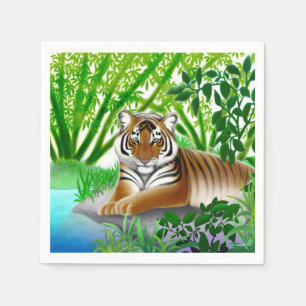 Peaceful Young Tiger in Oerwoud Paper Napkins Servetten
