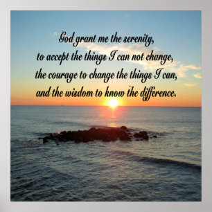 PEACEFULE SERENITY PRAYER OCEAN SUNRIS POSTER