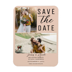 Peach 2 foto's Save the Date Wedding Magneet