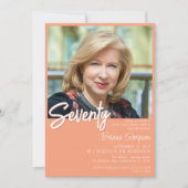 Peach 70th Birthday Photo Invitation (Devant)