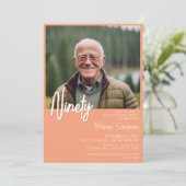 Peach 90th Birthday Photo Invitation (Debout devant)