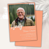 Peach 90th Birthday Photo Invitation