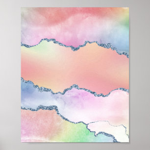 Peach Agate    holografische Waterverf Ombre Poster