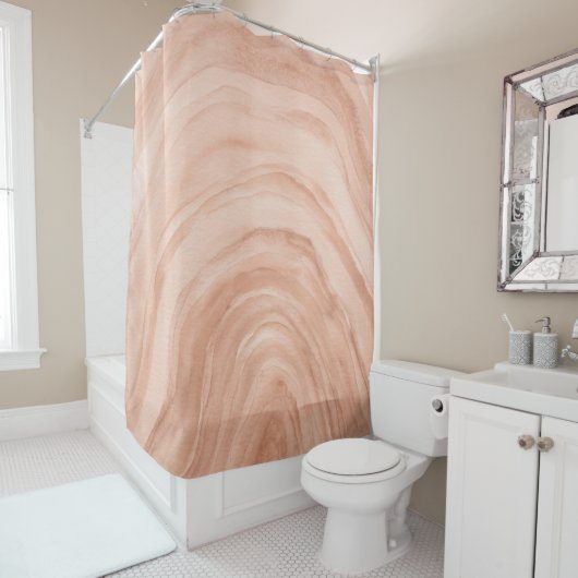 Peach Agate II Aquarelle Motif rideau de douche (En situation)