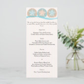 Peach and Blue Sand Dollars Beach Wedding Menu (Debout devant)