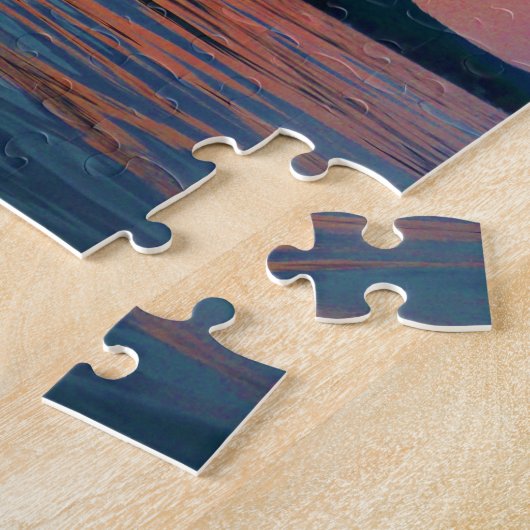 Peach and Blue Sunset op het bergmeer Legpuzzel (Zijkant)