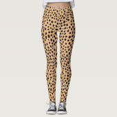 Peach And Dark Brown Safari Leopard Print Pattern Leggings (Voorkant)
