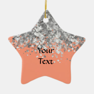Peach and faux glitter op maat keramisch ornament