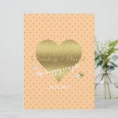 Peach and Gold Polka Dot Ceremony Weddenschap Programma (Staand voorkant)