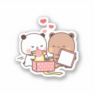 Peach and Goma Mochi Beer Couple Sticker