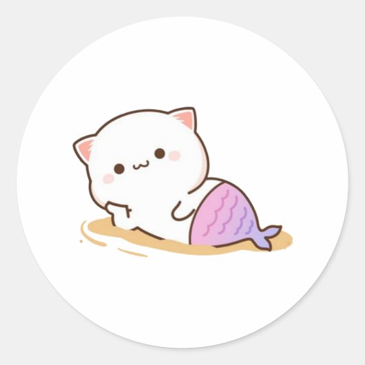 Peach and Goma Mochi Cat Ronde Sticker (Voorkant)