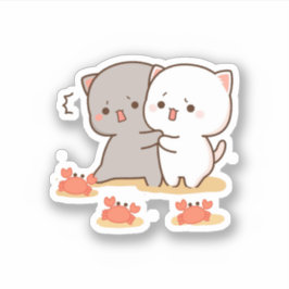 Peach and Goma Mochi Cat Sticker