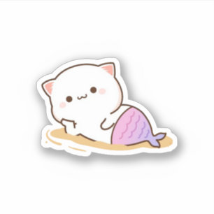 Peach and Goma Mochi Cat Sticker