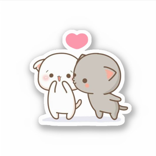 Peach and Goma Mochi Cat Sticker (Voorkant)