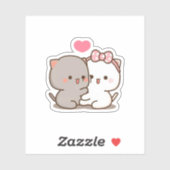 Peach and Goma Mochi Cat Sticker (Vel)