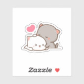 Peach and Goma Mochi Cat Sticker (Vel)