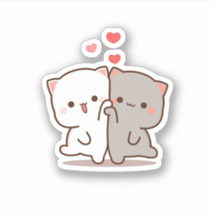 Peach and Goma Mochi Cat Sticker