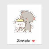 Peach and Goma Mochi Cat Sticker (Vel)