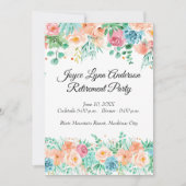 Peach and Green Floral Retirement Programme Kaart (Voorkant)