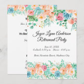 Peach and Green Floral Retirement Programme Kaart (Voorkant / Achterkant)