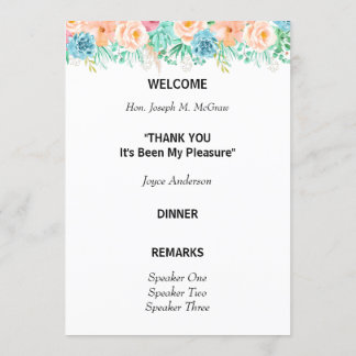 Peach and Green Floral Retirement Programme Kaart