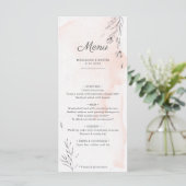 Peach and grey botanical romantique menu mariage (Debout devant)