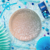 Peach and Grey Sparkle Glamor Glitter Papieren Bordje (Feest)