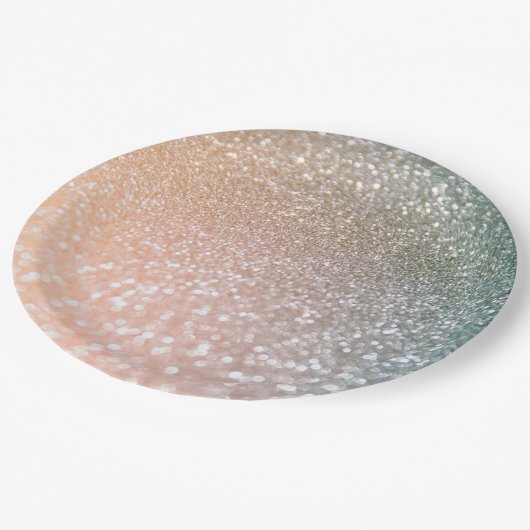 Peach and Grey Sparkle Glamor Glitter Papieren Bordje (Gekanteld)