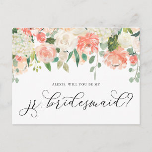 Peach and ivoren Flowers zijn mijn junior Bridesma Briefkaart