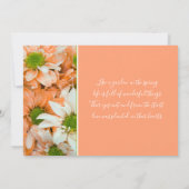 Peach and Lime Green Daisy Wedding Invitation Kaart (Achterkant)