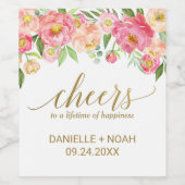 Peach and Pink Peony "Chevaux" Mariage Étiquettes (Étiquettes simples)