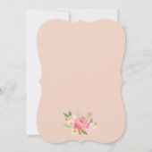 Peach and Pink Peony Flowers First Birthday Party Kaart (Achterkant)