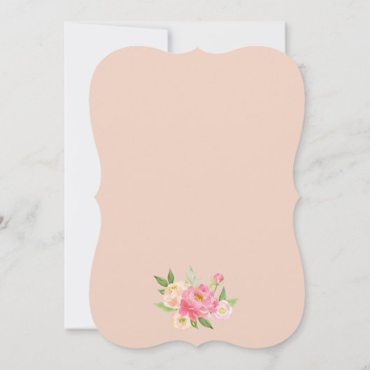Peach and Pink Peony Flowers First Birthday Party Kaart (Achterkant)
