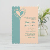 Peach and Turquoise Heart Faire-part de mariage (Debout devant)