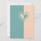 Peach and Turquoise Heart Faire-part de mariage (Dos)