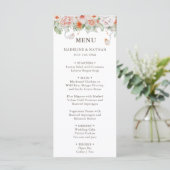 Peach and White Floral Wedding Dinner Menu (Staand voorkant)