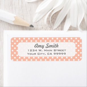 Peach and White Polka Dots Pattern Etiket