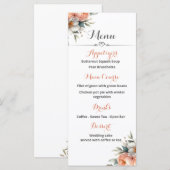 Peach and White Wedding Reception Menu (Devant / Derrière)