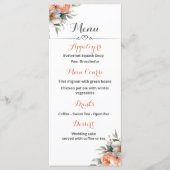 Peach and White Wedding Reception Menu (Devant)