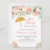 Peach April Shower Amène May Flowers Invitation (Devant)