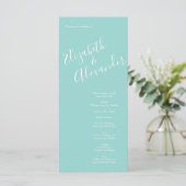 Peach & Aqua Peony & Roos Floral Wedding Programs Menu (Staand voorkant)