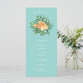 Peach & Aqua Peony & Rose Floral Wedding Programme (Debout devant)