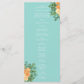 Peach & Aqua Peony & Rose Floral Wedding Programme (Dos)