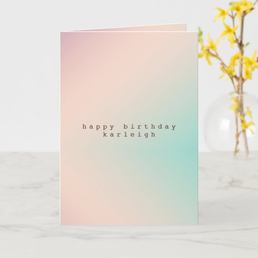 Peach Aqua Tie Dye Ombre Kaart (Gele Bloem)