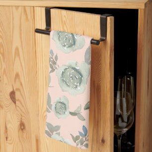 Peach Aquarelle Rose Serviette de cuisine