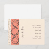Peach Art Deco Circles Bewaar de datum Save The Date (Voorkant / Achterkant)