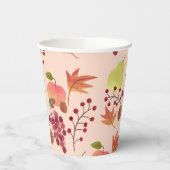 Peach Autumn Herfst Harvest Fruit Pattern Papieren Bekers (Links)