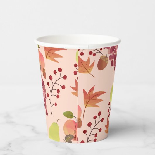 Peach Autumn Herfst Harvest Fruit Pattern Papieren Bekers (Rechts)