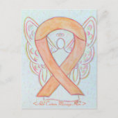 Peach Awareness Ribbon Angel Custom Briefkaart (Voorkant)