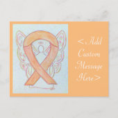 Peach Awareness Ribbon Angel Custom Briefkaart (Voorkant)